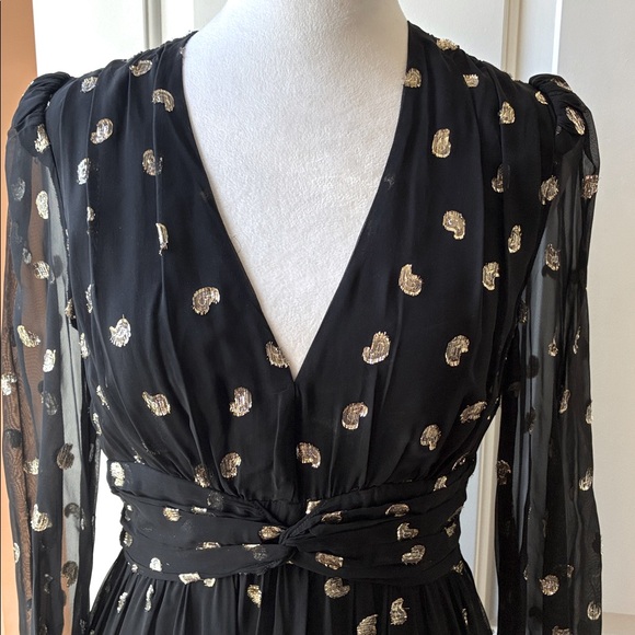 Intermix Leila Gown Maxi Chiffon Dress Long Sleeve Black Size 2 NWT - Picture 7 of 15